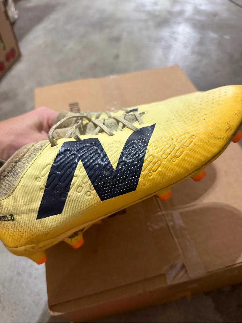New Balance Yellow and Black Men's Athletic Soccer Shoes